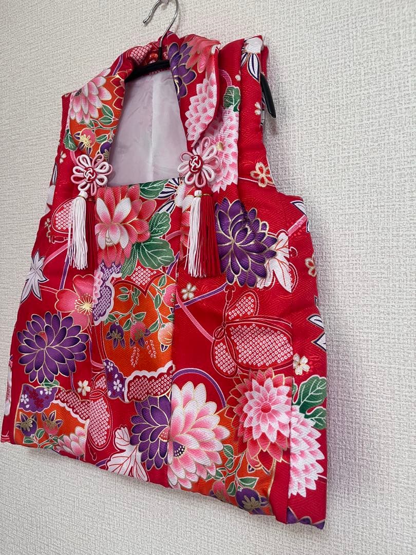 七五三 3歳 着物セット 被布 草履 髪飾り 足袋 ピンク 花柄 履き物