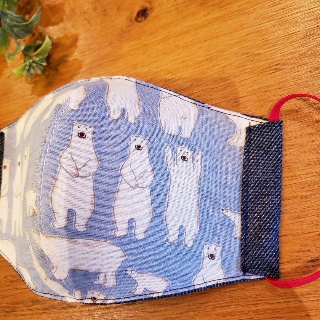 ハンドメイドマスク/不織布マスクカバー☆デニムプリント〈ネイビー〉