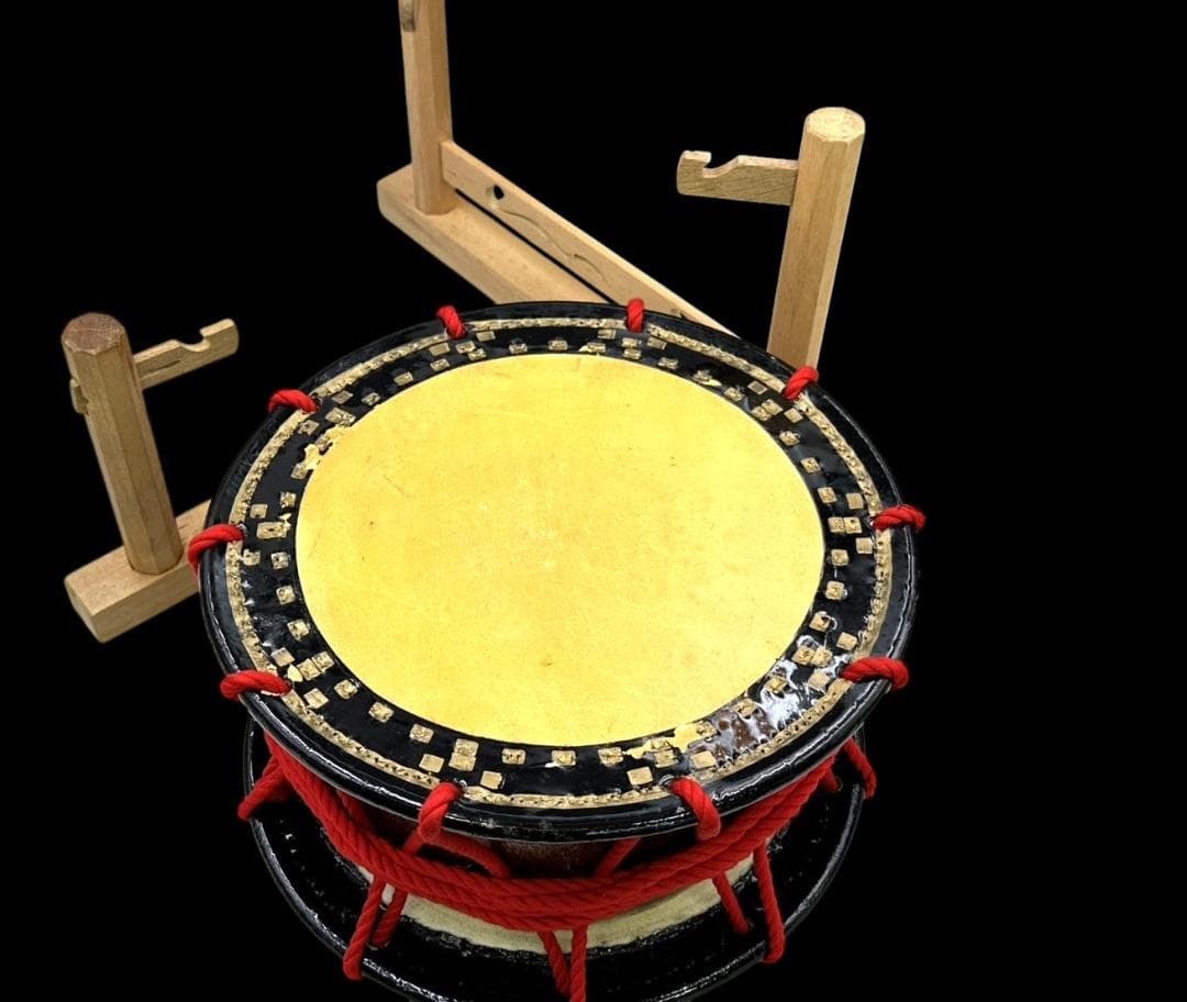 和楽器 和太鼓 締太鼓 打面-約34㎝ 台座 バチ 皮カバー キャリーバッグ付属