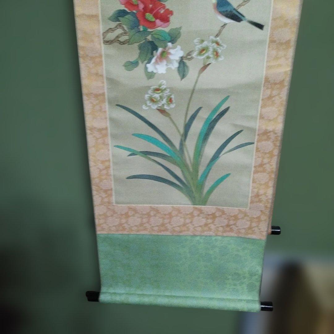 掛け軸　花と鳥　梅春