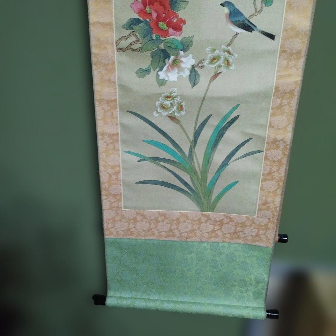 掛け軸　花と鳥　梅春