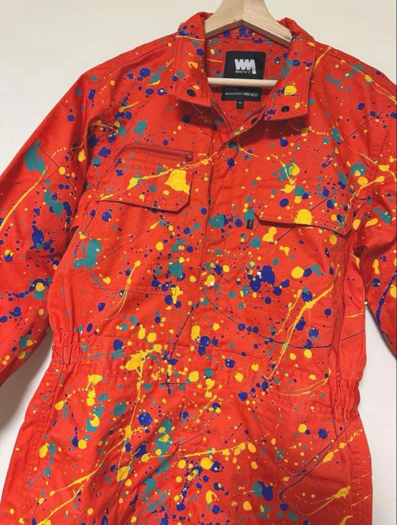 藤井風 ツアー衣装風 推し活 男女兼用 Mサイズ オレンジ ペイント つなぎ