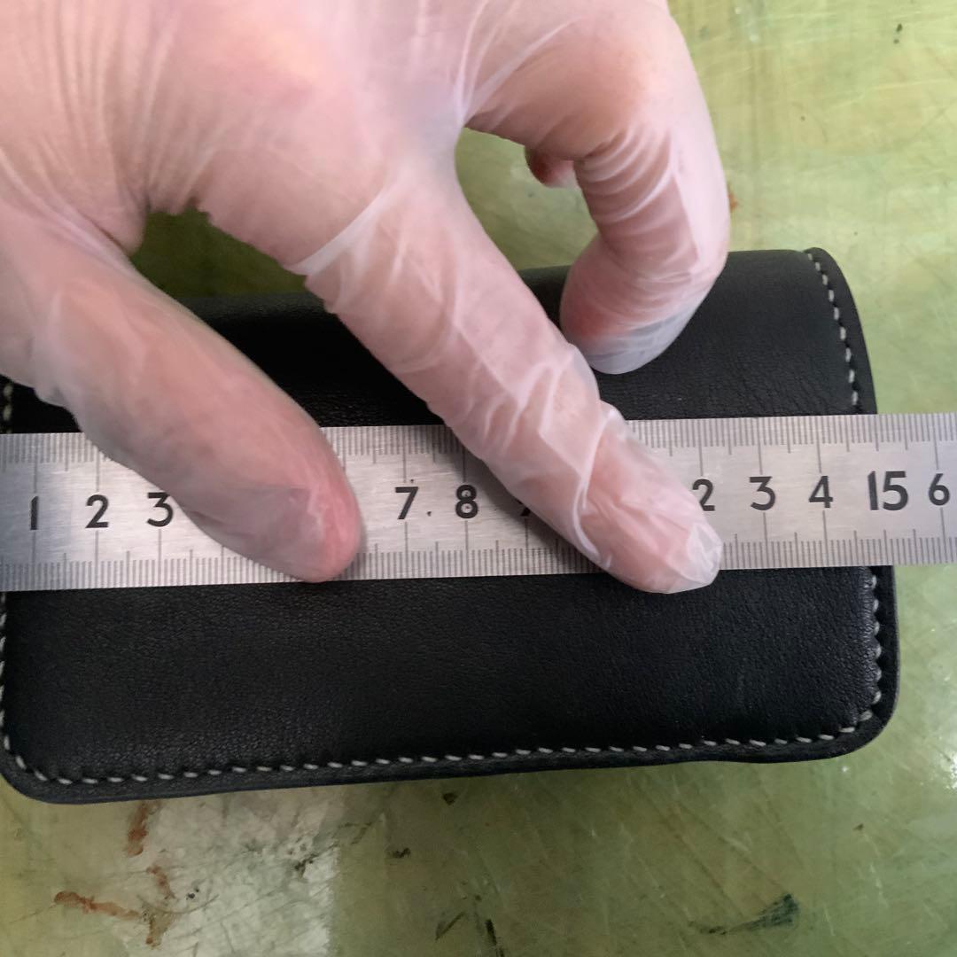 未使用 黒とナチュラル色の革を使用したミドルウォレット ハンドメイド