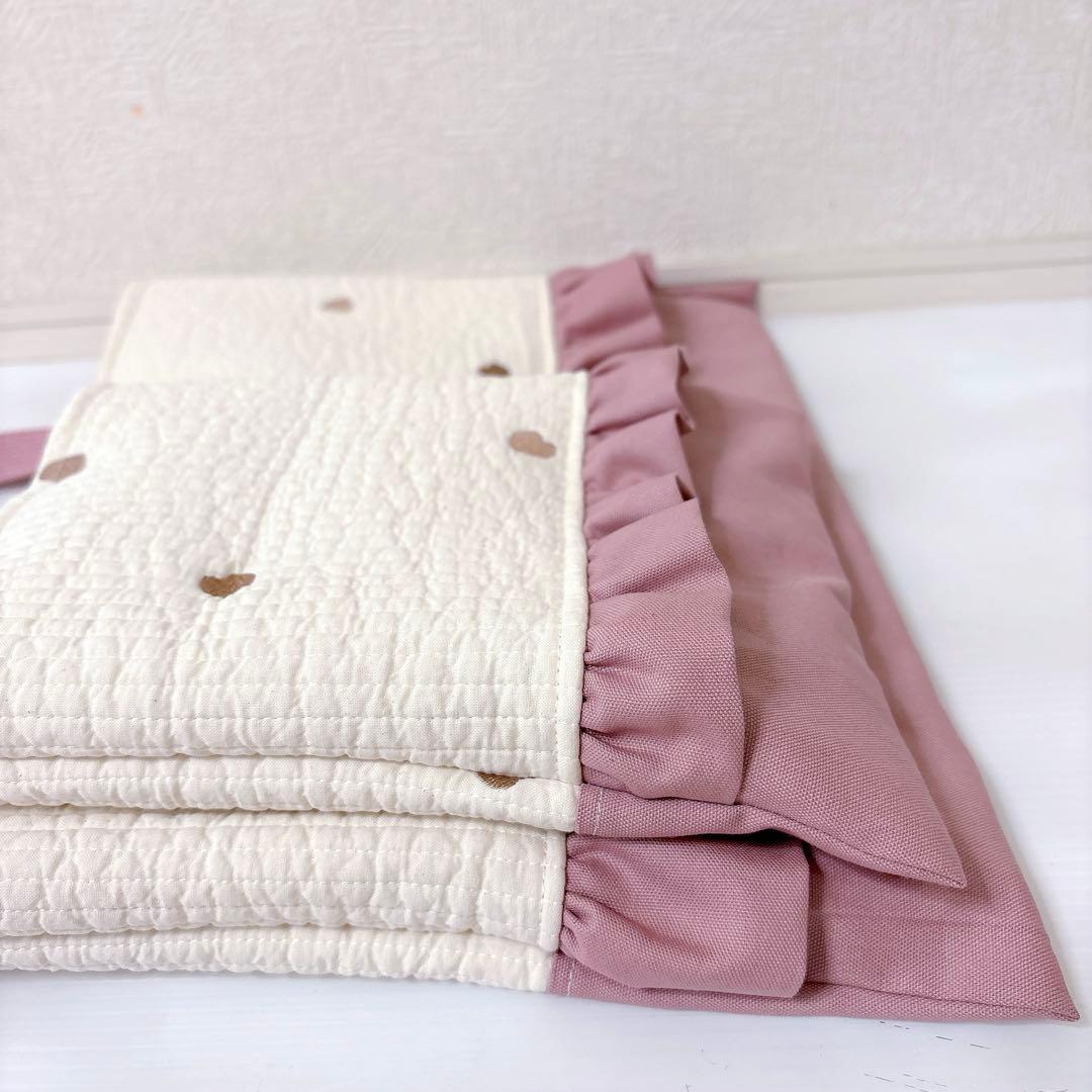 レッスンバッグ 上履き入れ　ヌビ　ハート刺繍
