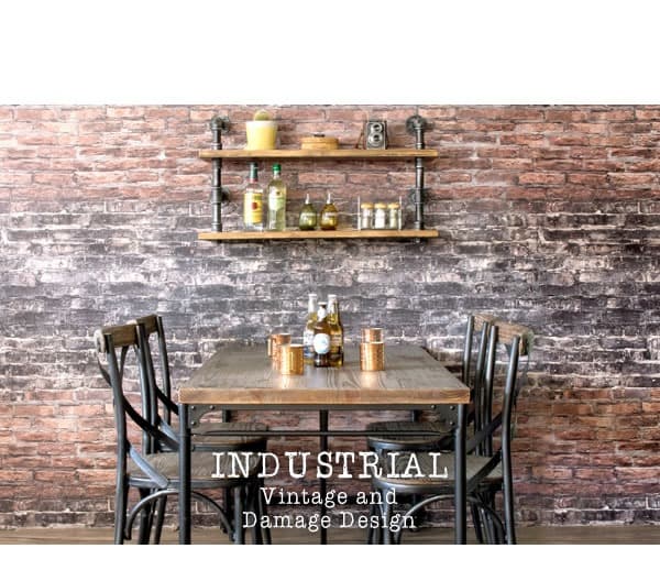 2段 ウォールラック ヴィンテージ風 カフェ風 配管 おしゃれ ブルックリン