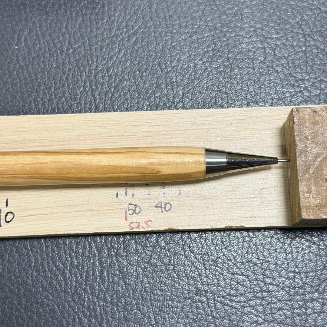 109オリーブウッド　木製シャーペン　強低重心テーパー　ステンレス