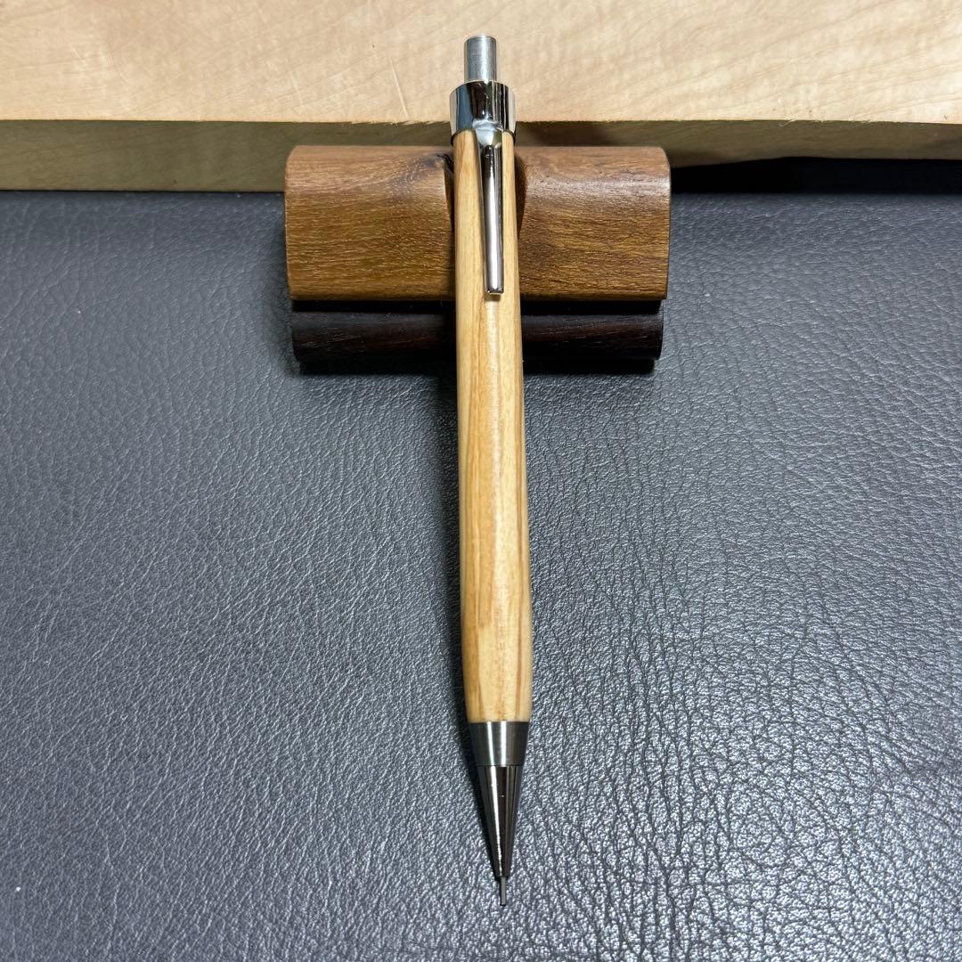 109オリーブウッド　木製シャーペン　強低重心テーパー　ステンレス