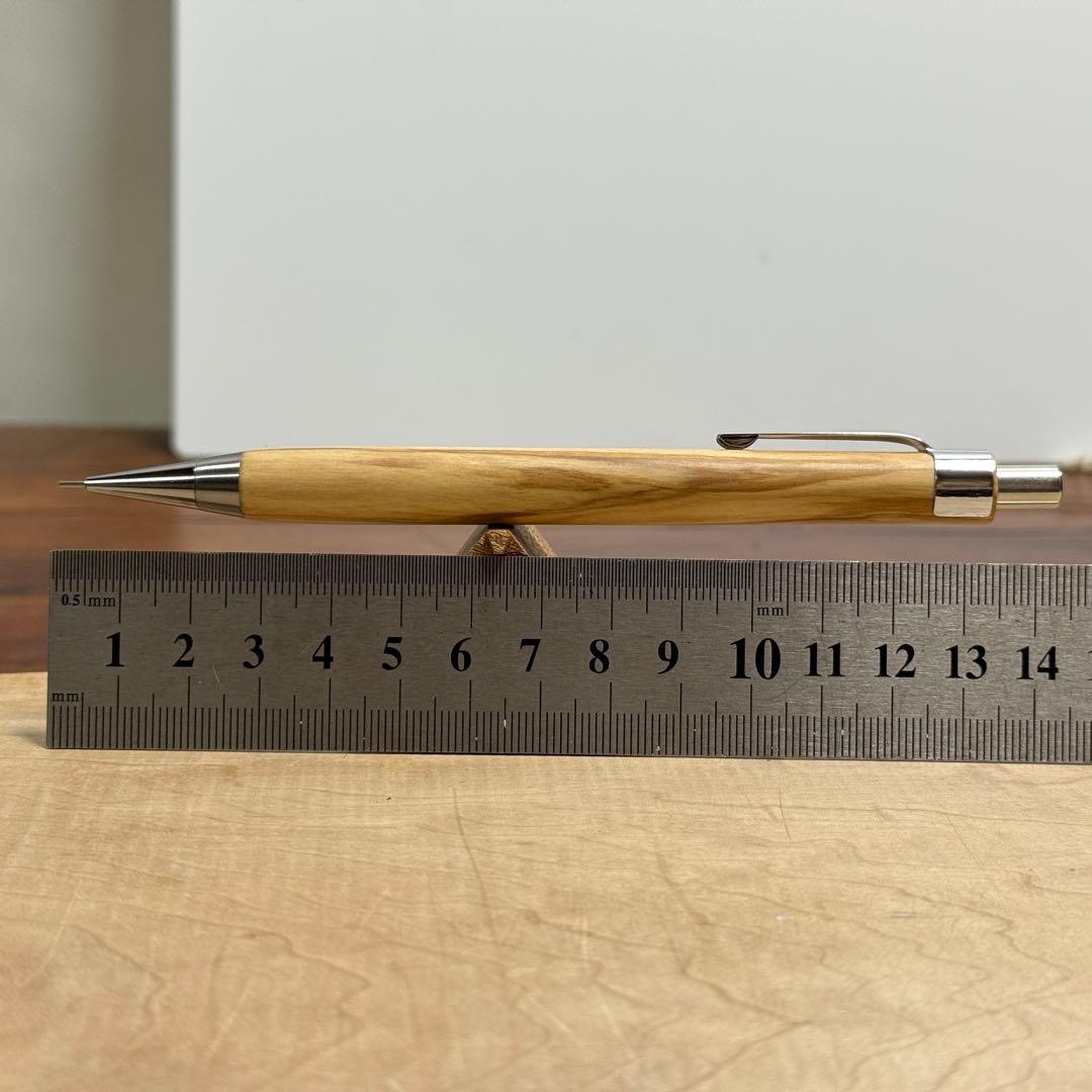 109オリーブウッド　木製シャーペン　強低重心テーパー　ステンレス