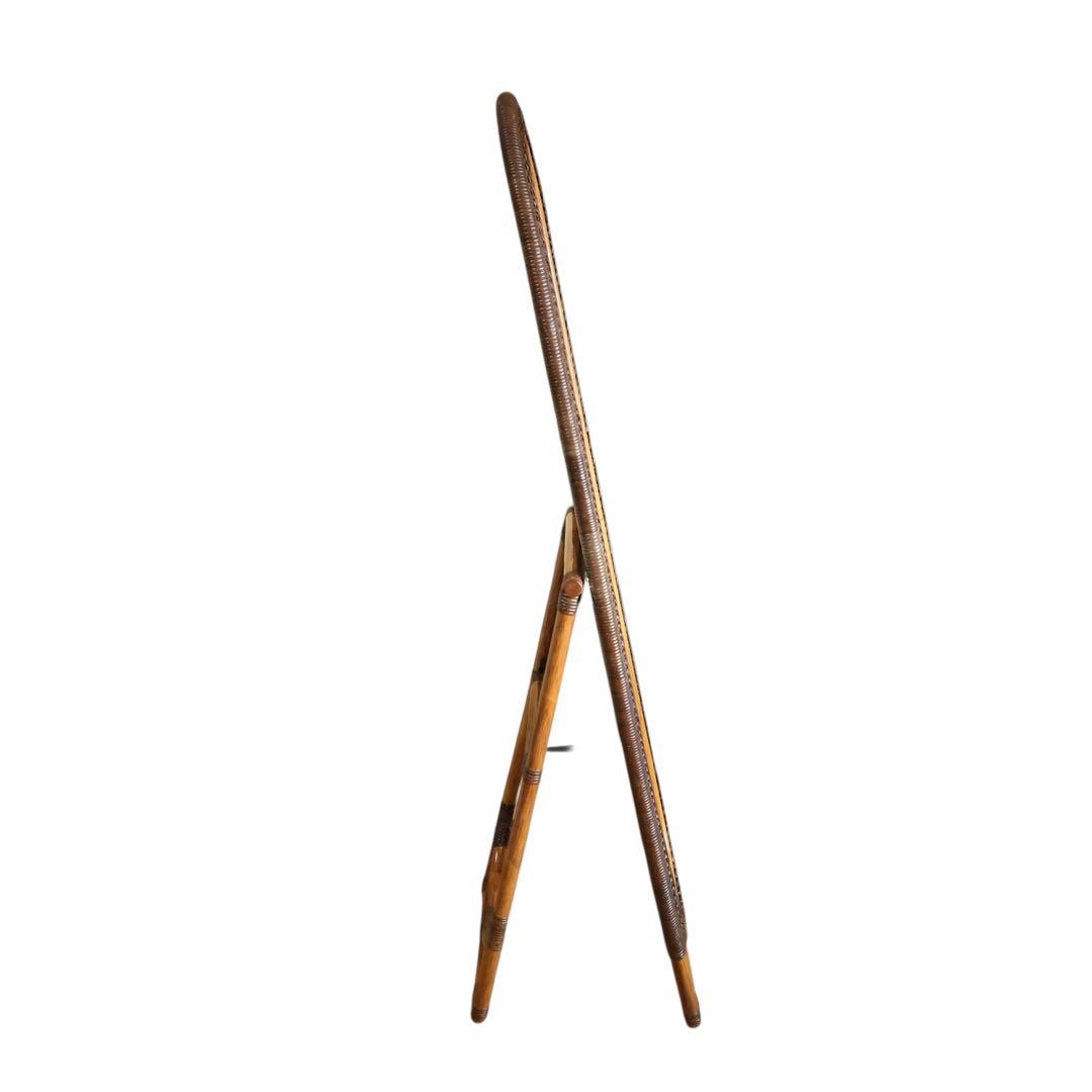 ラタン 籐 スタンドミラー 全身鏡 姿見 ナチュラル アンティーク レトロ