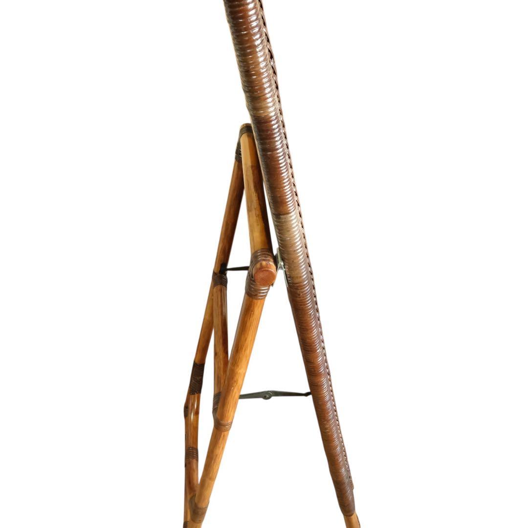 ラタン 籐 スタンドミラー 全身鏡 姿見 ナチュラル アンティーク レトロ