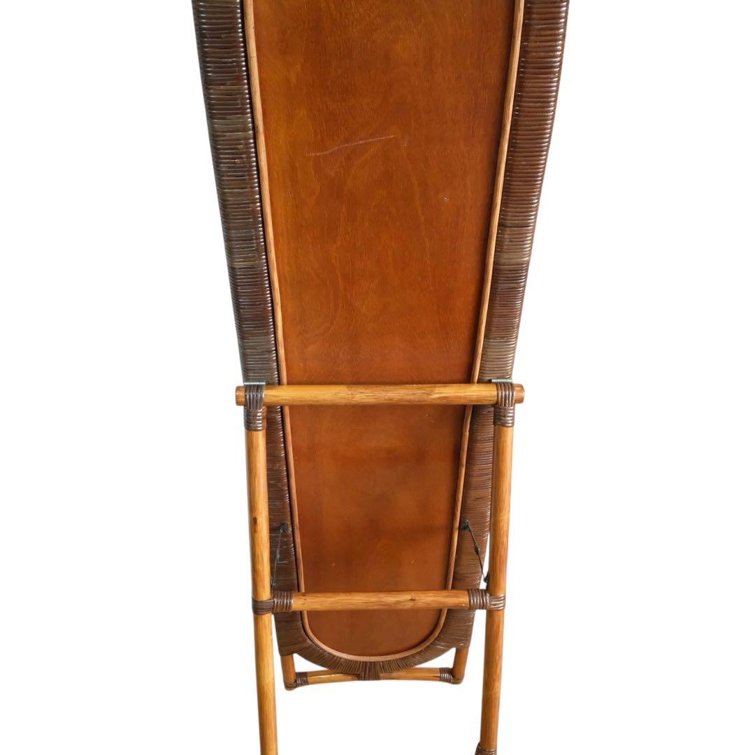 ラタン 籐 スタンドミラー 全身鏡 姿見 ナチュラル アンティーク レトロ