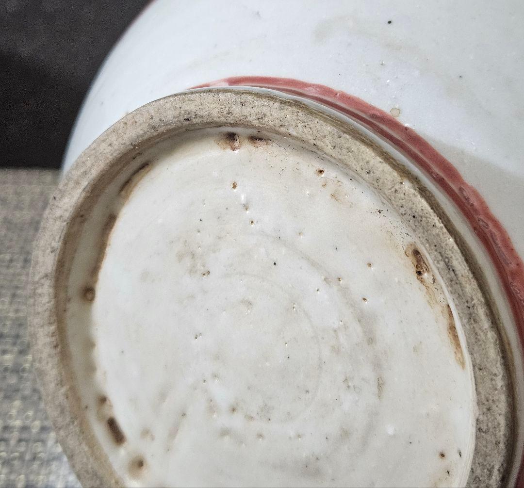 【時代古作品❗】中国古陶磁器　清代～民国期　清朝民窯　色絵　草花の図　大瓶　花入