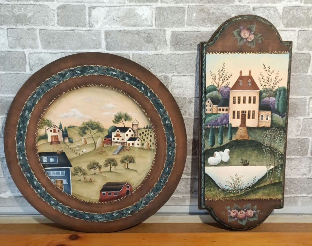 トールペイント作品…専用-風景画のプレート