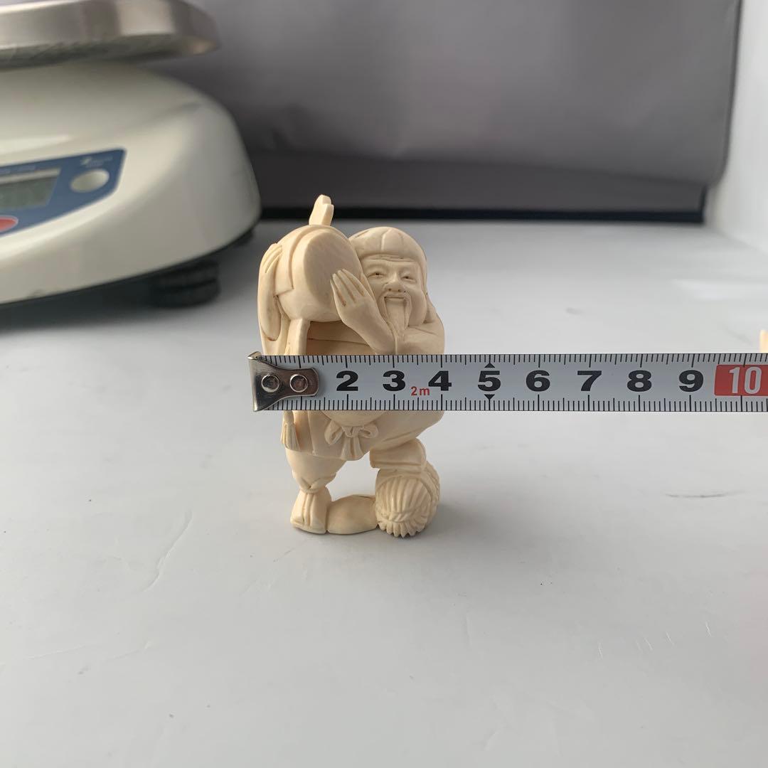 【詳細不明】時代物 置物 太鼓?を叩く老人