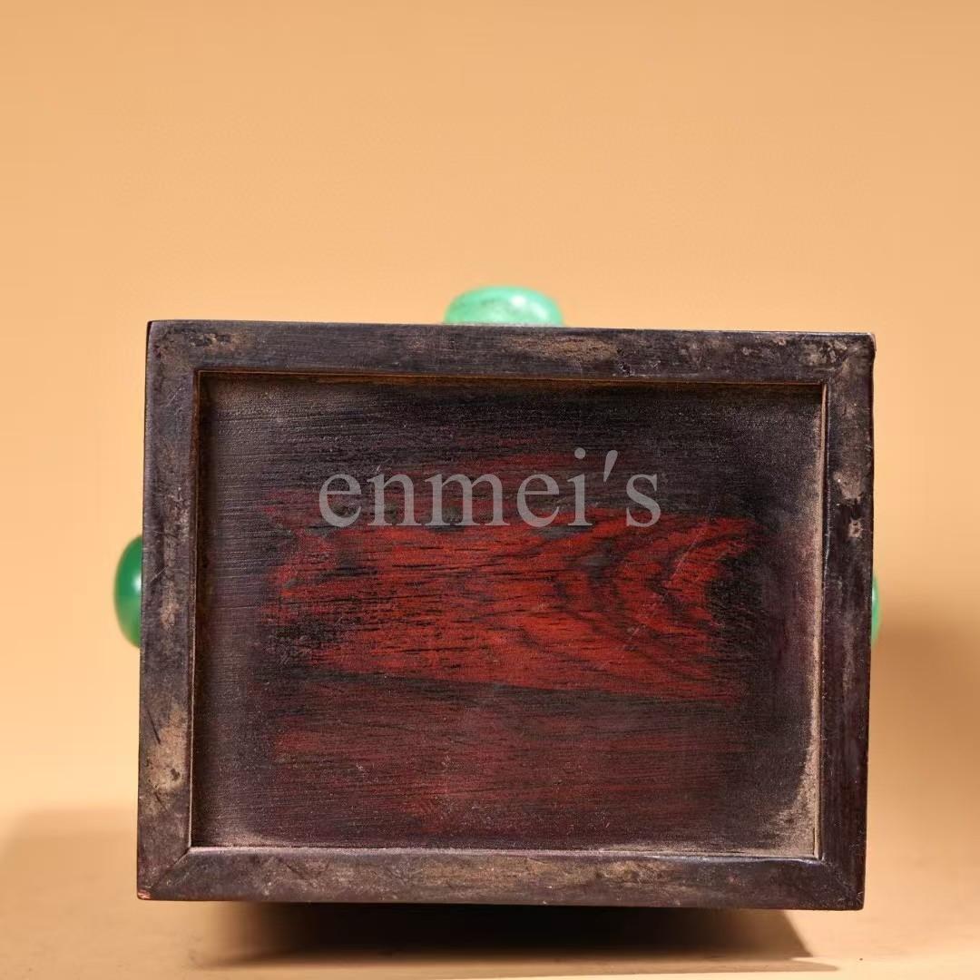 珍品旧藏収・紅木高浮彫 茶葉缶・木製彫刻収納箱・翡翠装飾置物・茶道・文房具