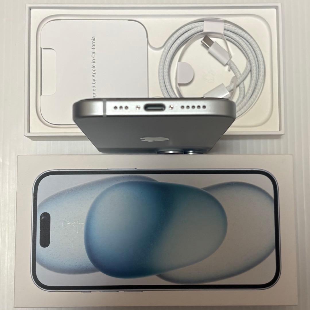 バッテリー100% iPhone15 128GB SIMフリー 本体 ブルー