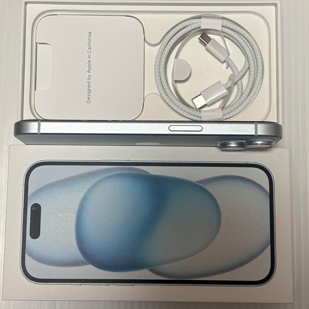 バッテリー100% iPhone15 128GB SIMフリー 本体 ブルー