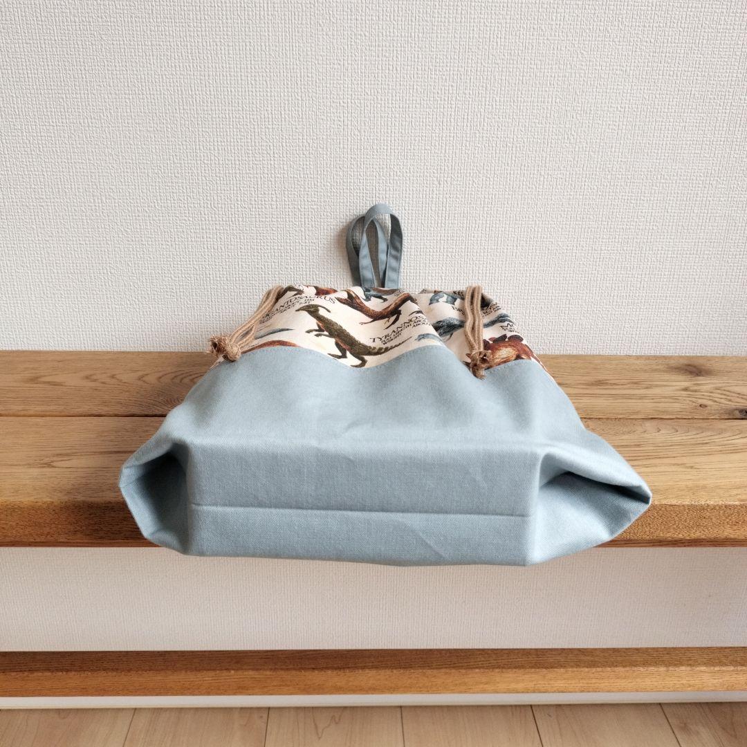 ぽこさま専用☆ハンドメイド☆入園入学5点セット　リアルダイナソー　ブルーグレー