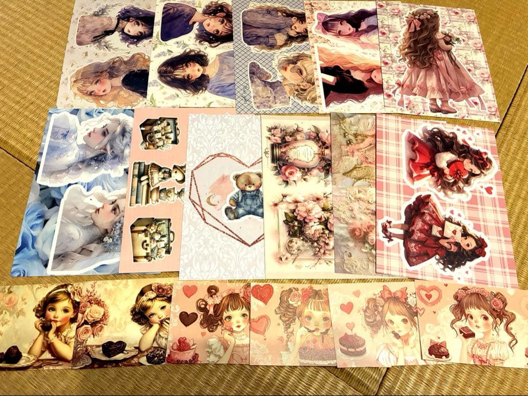 【W】コラージュ素材や雑貨など大量！紙もの ステッカー マステ ケース