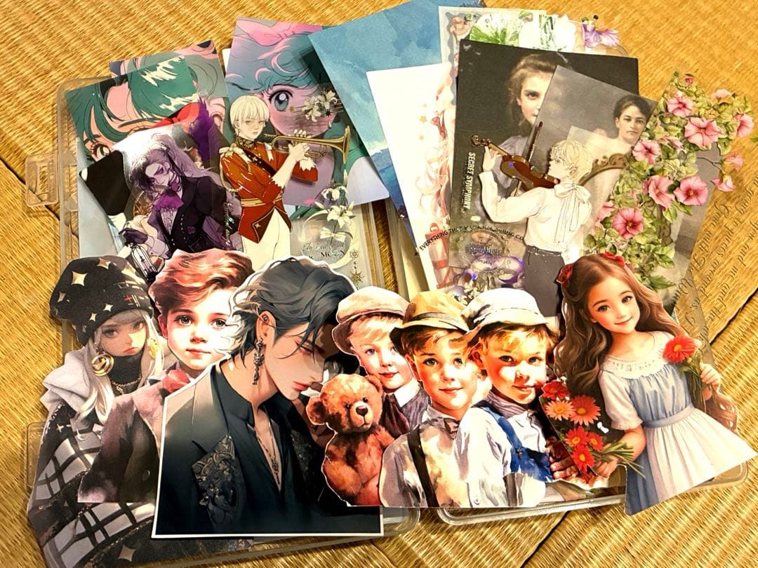 【W】コラージュ素材や雑貨など大量！紙もの ステッカー マステ ケース