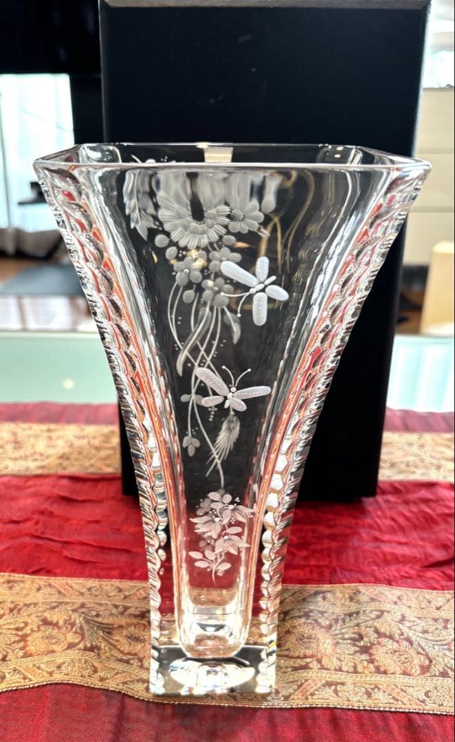 新品　希少　マイセン クリスタルガラス フラワーベース 花瓶 箱付 25cm