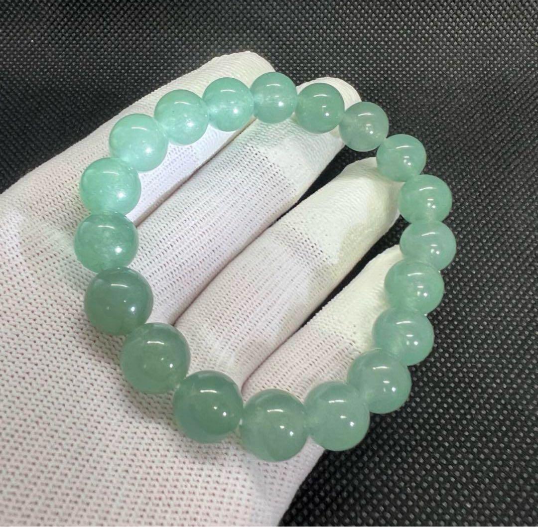 ミャンマー産Aランク翡翠スカイブルーのパワーストーンブレスレットAB977