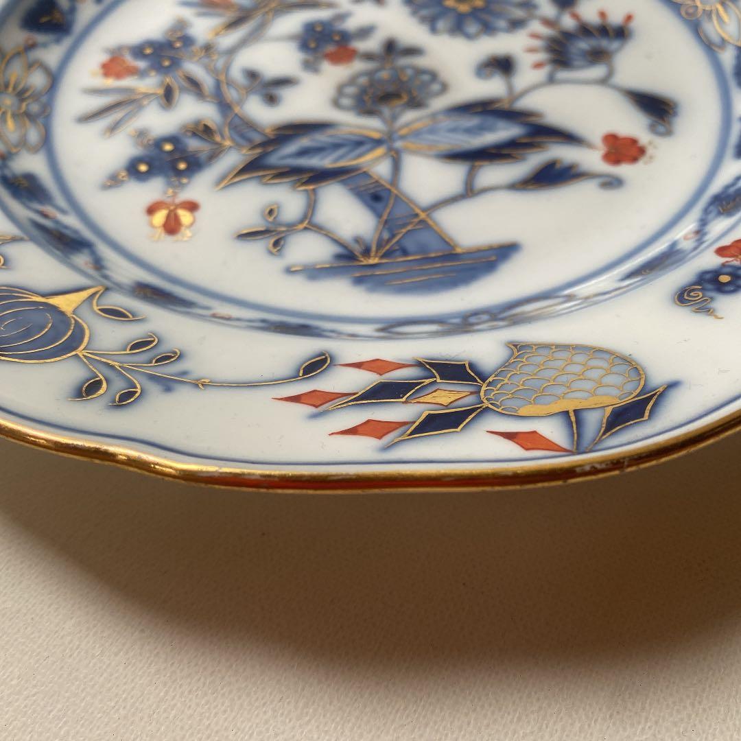 マイセン　レア　一級品　朱金ブルーオニオン　大皿25cm アンティーク