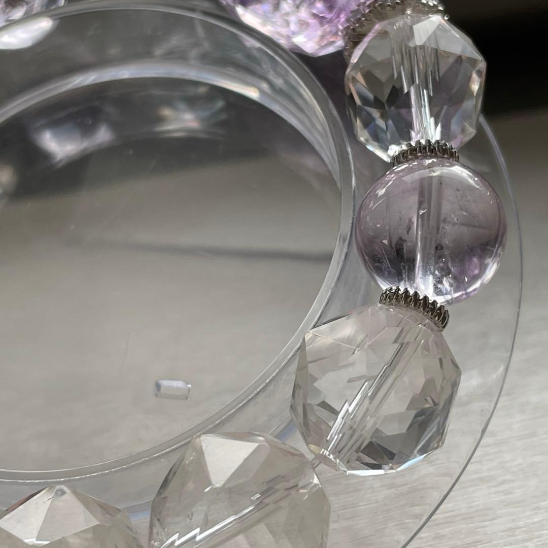 天然石 アメジスト 水晶スターカット 大玉 ブレスレット