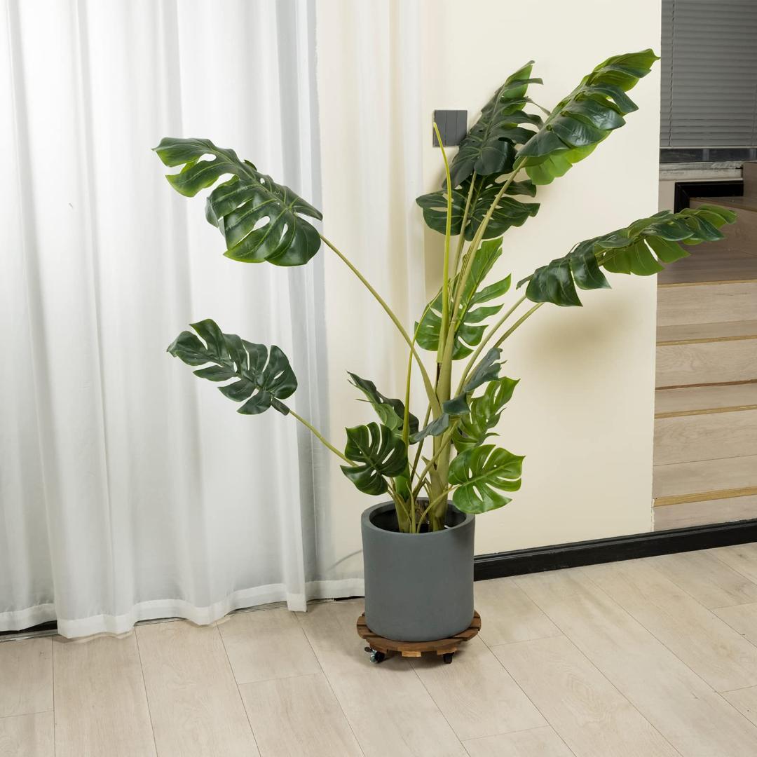 キャスター付き ウッド調 植木鉢スタンド 移動しやすい