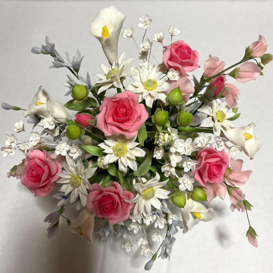 樹脂粘土　薔薇のアレンジ　25×18センチ