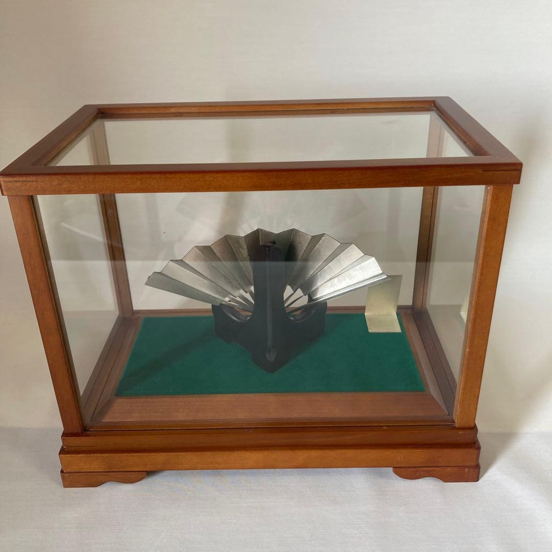 純銀　秀雄作　飾り扇子 末廣　松竹梅　27g ガラスケース付き　断捨離　大掃除