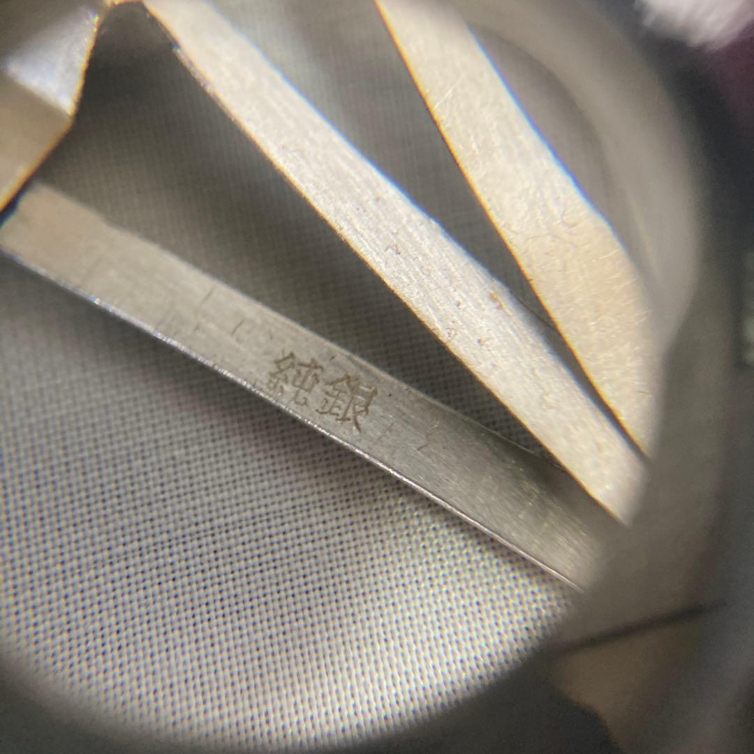 純銀　秀雄作　飾り扇子 末廣　松竹梅　27g ガラスケース付き　断捨離　大掃除