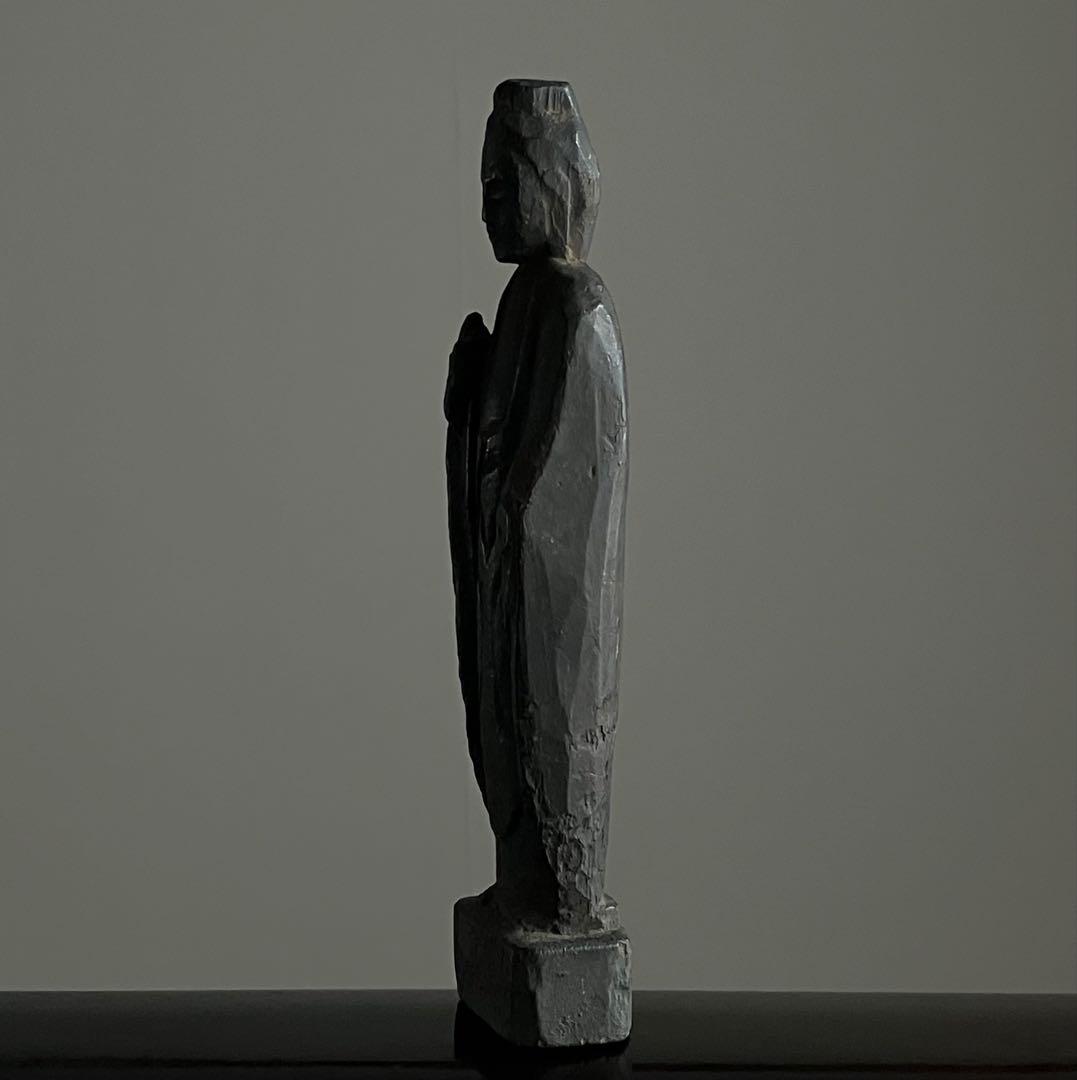 【紡がれた民衆菩薩 木彫 約22.5㎝ 江戸後期頃】仏像骨董古道具民間信仰美術