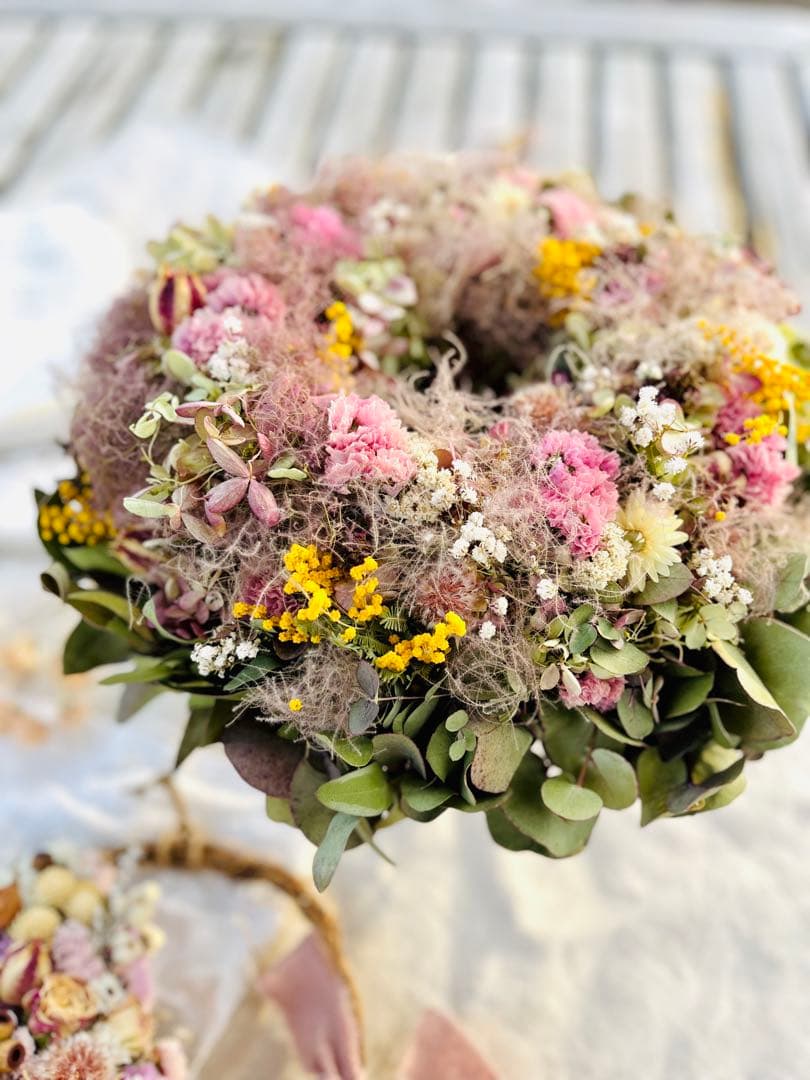 リース　ドライフラワー　ドライフラワーリース　スワッグ　ピンク　母の日　父の日