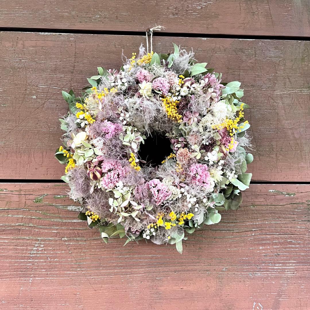 リース　ドライフラワー　ドライフラワーリース　スワッグ　ピンク　母の日　父の日