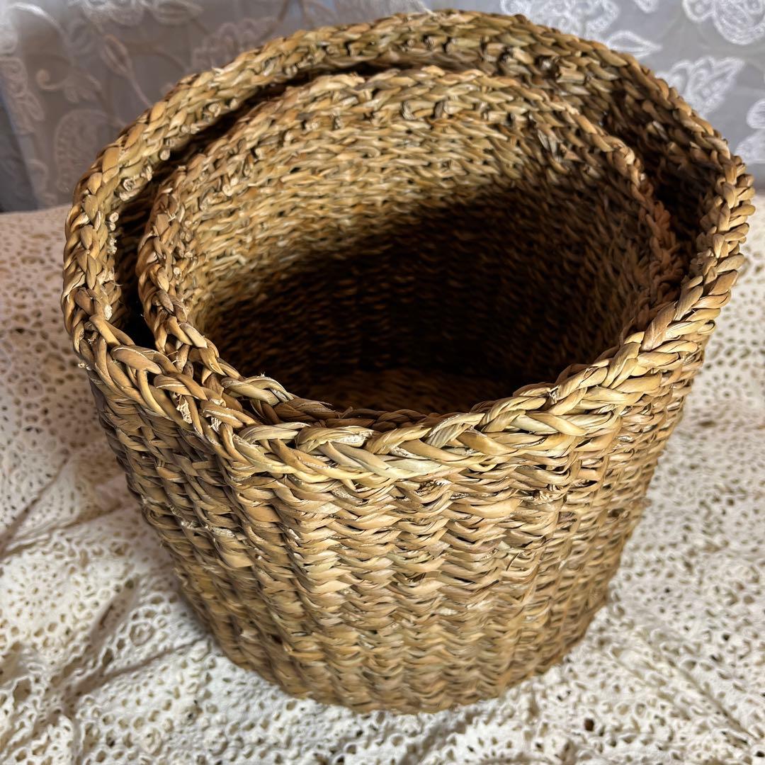 イギリス輸入ラタンバスケット２点セット！