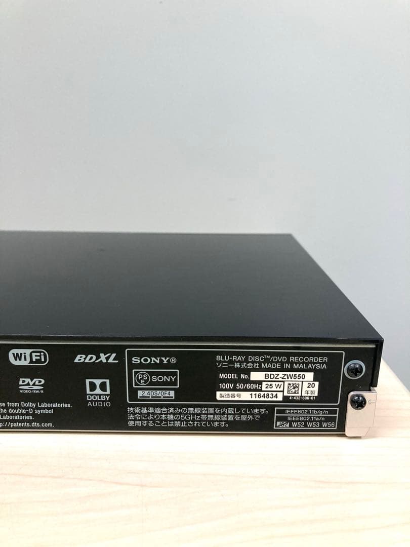 動作良好　SONY ブルーレイ　BDZ-ZW 550