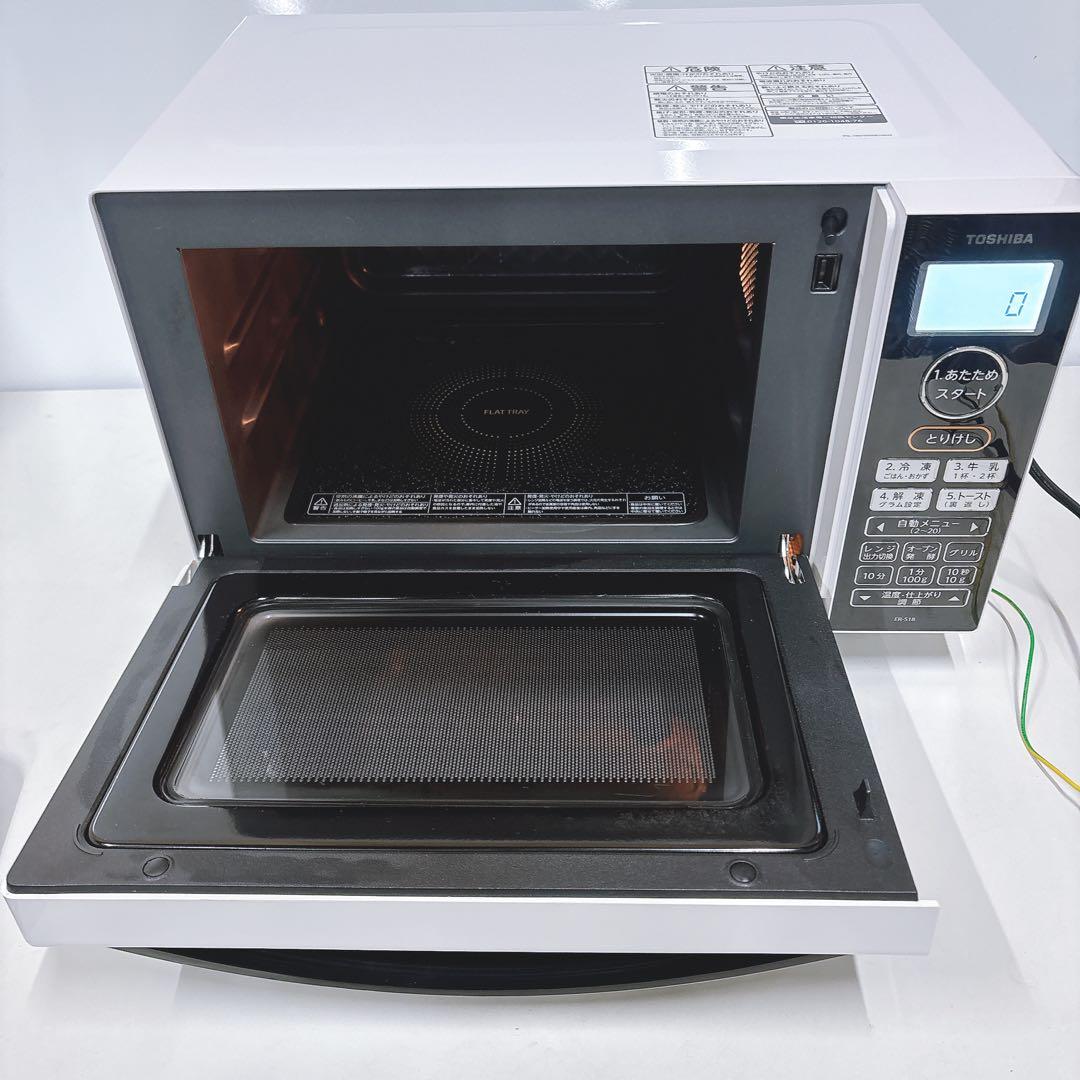 ⑫TOSHIBA 900Wハイパワー フラットオーブンレンジ 角皿付き