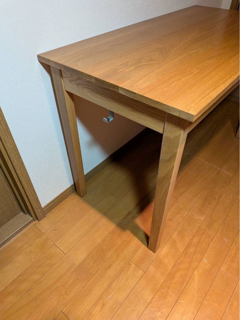 ■送料込■無印 木製デスク オーク材 110 事務 学習 勉強机 テーブル引出