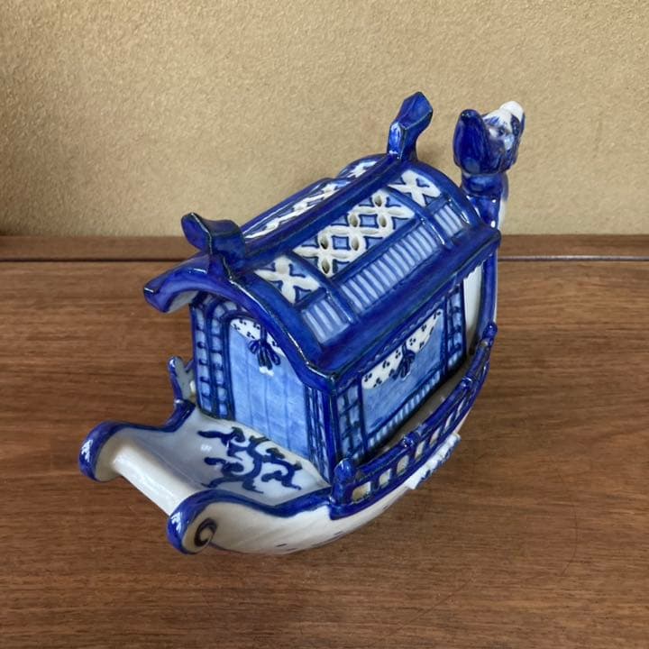【新品未使用】九谷焼　8号香炉・染付屋形舟