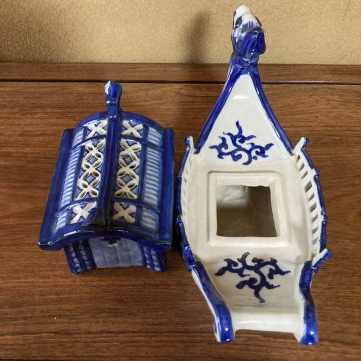 【新品未使用】九谷焼　8号香炉・染付屋形舟