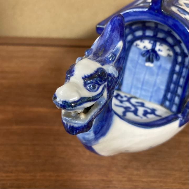 【新品未使用】九谷焼　8号香炉・染付屋形舟