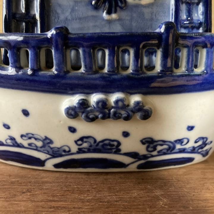 【新品未使用】九谷焼　8号香炉・染付屋形舟