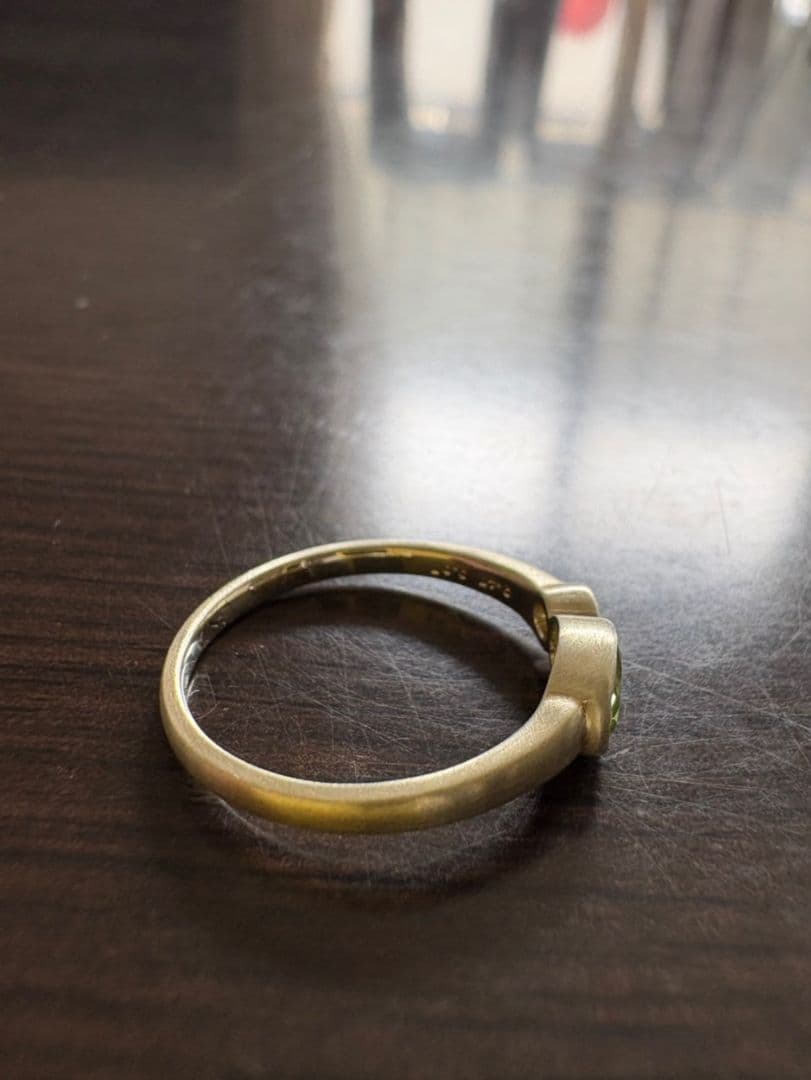 K10ペリドットダイヤリング