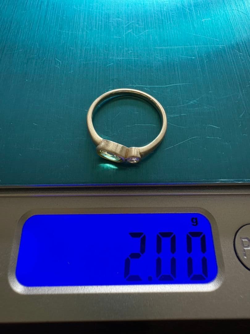 K10ペリドットダイヤリング