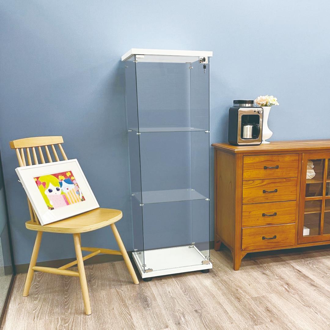 【新品】 3段スリム コレクションケース ガラス フィギュアケース 棚 ホワイト