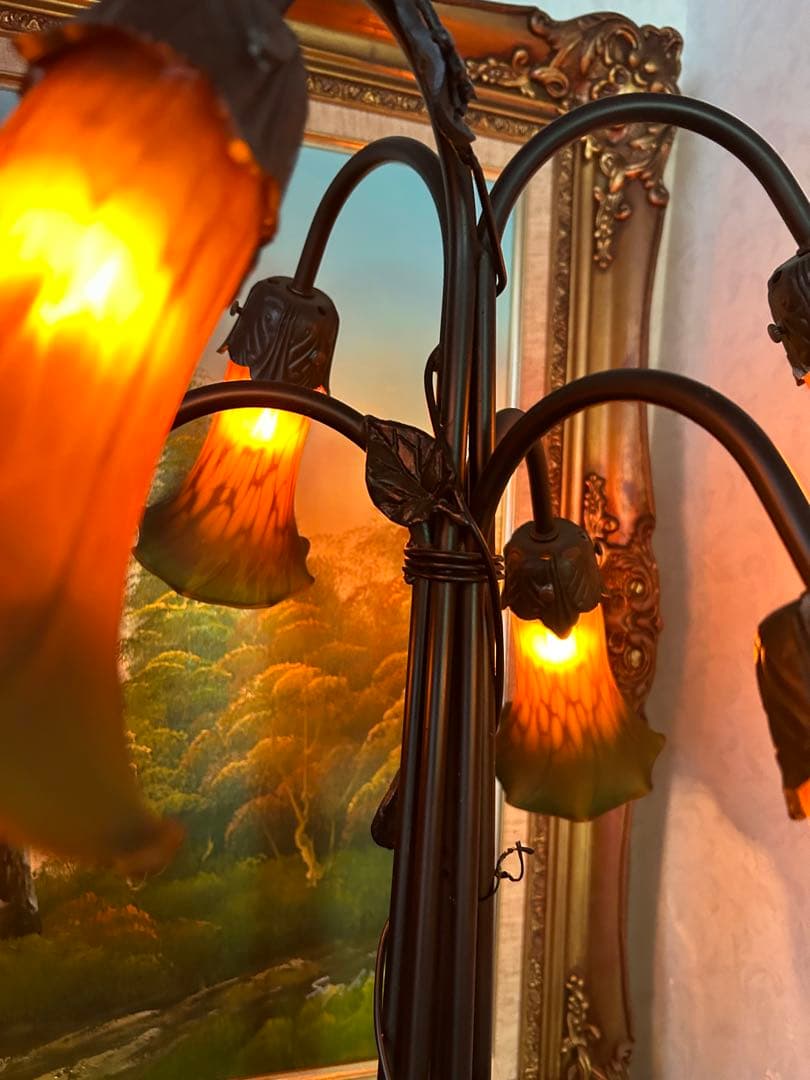 アンティークランプガラスシェードスタンド