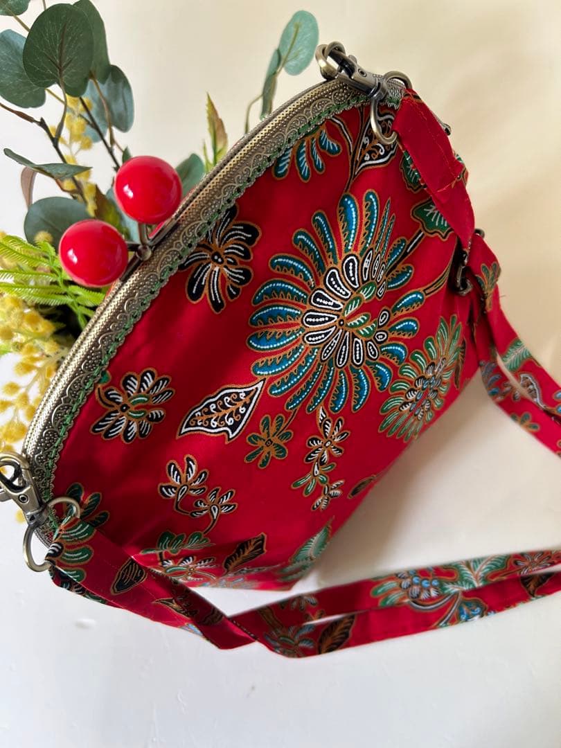 バティックシャツワンピースとお揃いのガマ口バック