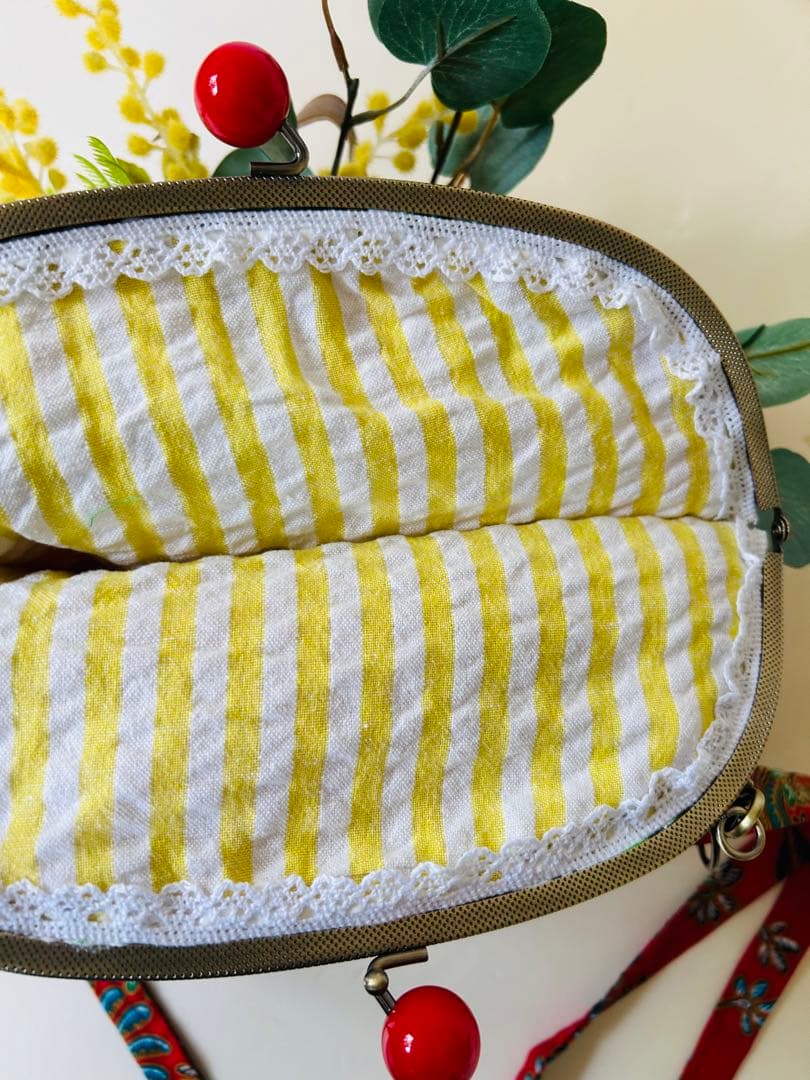 バティックシャツワンピースとお揃いのガマ口バック