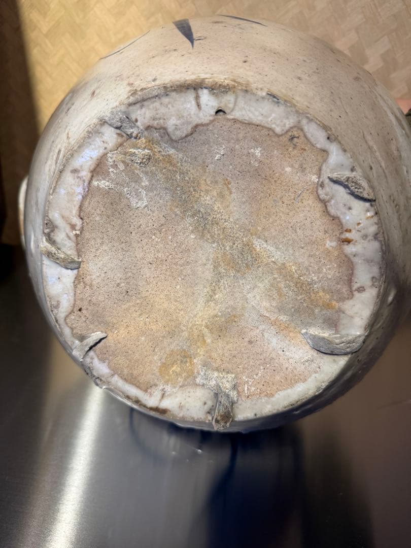 朝鮮美術　李朝　高麗白磁　染付　花文　壺　特大！